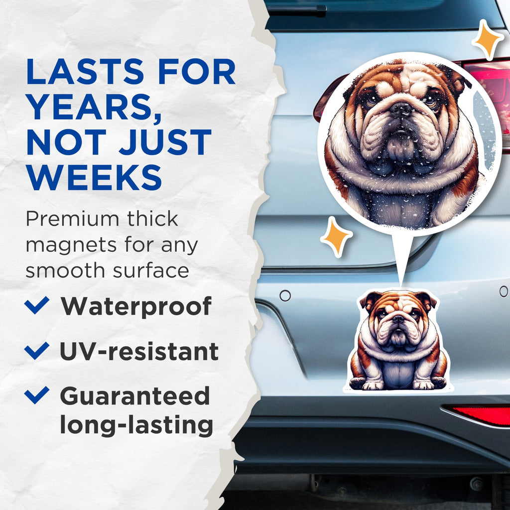 (2 Pack) Bulldog Magnets - Funny Dog Magnets - Cute Animal Fridge Decor - 5" On Longest Side - Premium Magnet - for Cars, Refrigerators, Toolboxes, Lockers - Made in USA - MAG14814