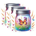 (3 Pack) Butterfly in Jar Decals - Floral Laptop Decal - Nature Illustration Stickers - 3 Inches On Longest Side - Easy Peel & Apply - Made in USA - 3MCS8124