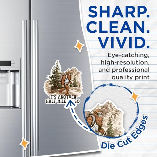 (2 Packs) It's Another Half Mile Or So Magnets - Sasquatch Bigfoot Hiking Hiker Magnets - 5 Inches On Longest Side - Premium Magnet - for Fridges, Toolboxes, Cars - Made in USA - MAG2488