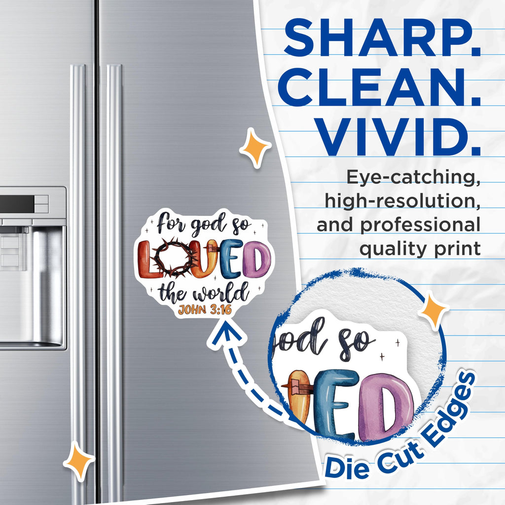 (2 Pack) John 3:16 Magnets - for God So Loved The World Scripture Decor - Christian Faith Refrigerator Magnets - 5 Inches On Longest Side - Thick Durable Magnet - Made in USA - MAG29866
