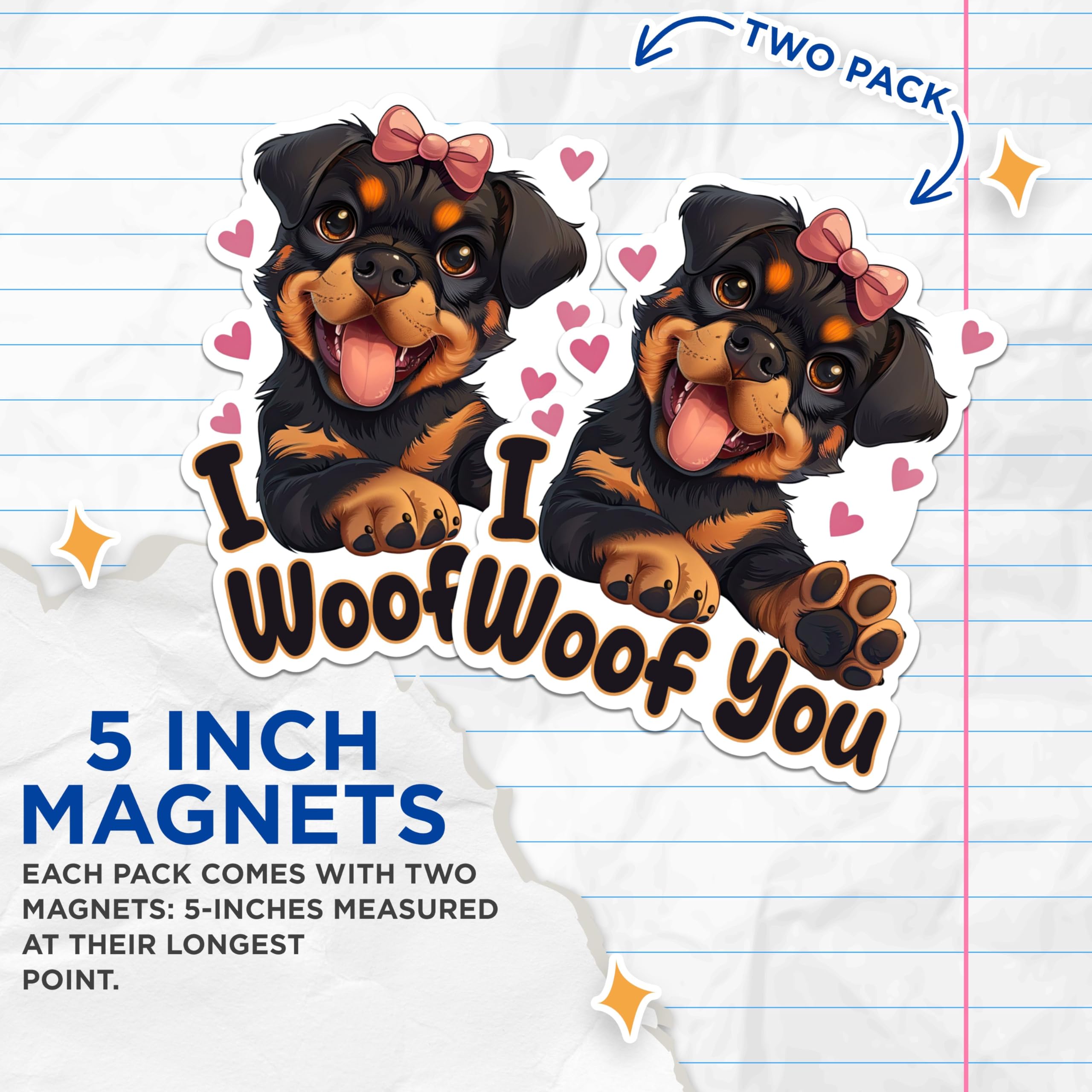 (2 Packs) I Woof You Cute German Shepherd Magnets - German Shepherd Dog Mom Dad Magnets - 5 Inches On Longest Side - Premium Magnet - for Fridges, Toolboxes, Cars - Made in USA - MAG2340
