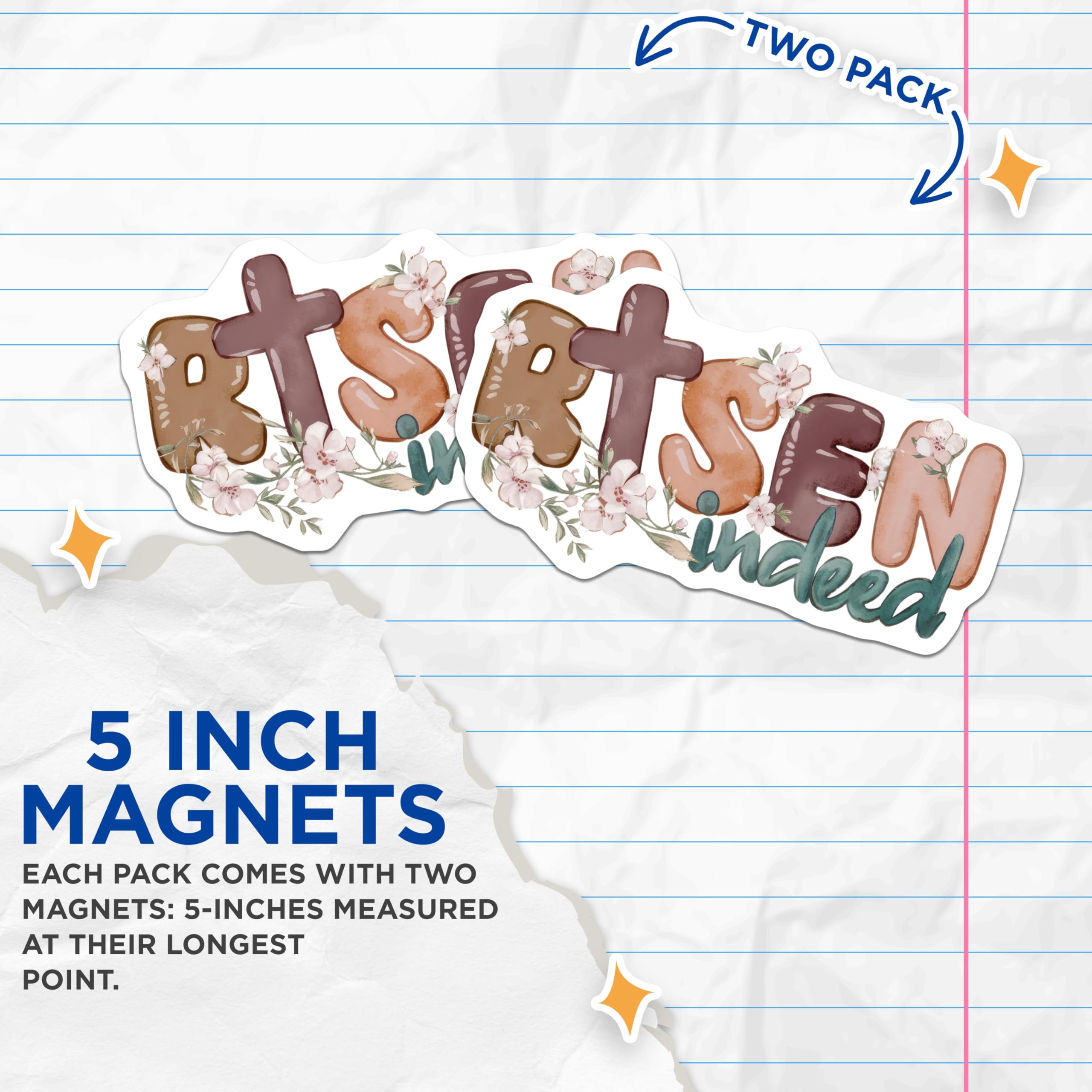 (2 Pack) Risen Indeed Magnets - Christian Faith Decor - Easter Refrigerator Magnets - Religious Inspirational Home Accents - 5 Inches On Longest Side - Thick Durable Magnet - Made in USA - MAG27733