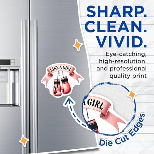 (2 Pack) Like A Girl Magnets Magnets - Empowerment Decor - Motivational Boxing Design - 5" On Longest Side - Made in USA - Sticks to Refrigerators & Metal Surfaces - MAG8355