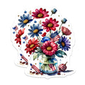 (2 Pack) Patriotic Flower Magnets - American Flag Decor - July 4th Fridge Magnets - 5" On Longest Side - Premium Magnet - for Cars, Refrigerators, Toolboxes, Lockers - Made in USA - MAG14367