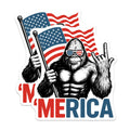 (2 Pack) Merica Bigfoot Magnets - Patriotic Sasquatch Decor - USA Flag Rocker Fridge - Fourth of July Accents - 5 Inches On Longest Side - Thick Durable Magnet - Made in USA - MAG20547