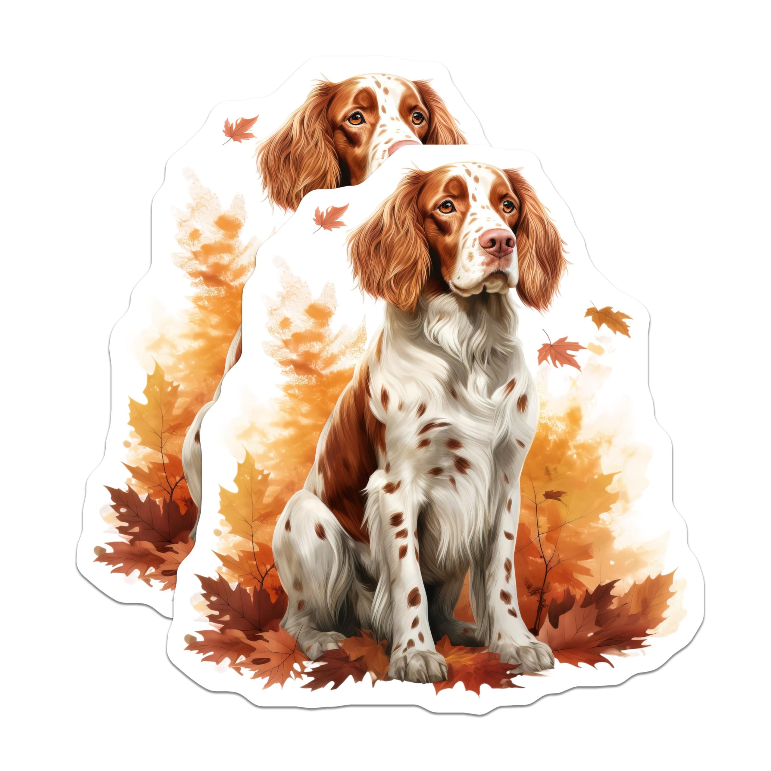 (2 Pack) Springer Spaniel Dog Magnets - Fall Leaves Aesthetic - Cozy Dog Mom Decor for Fridge and Lockers - 5 Inches On Longest Side - Thick Durable Magnet - Made in USA - MAG30796