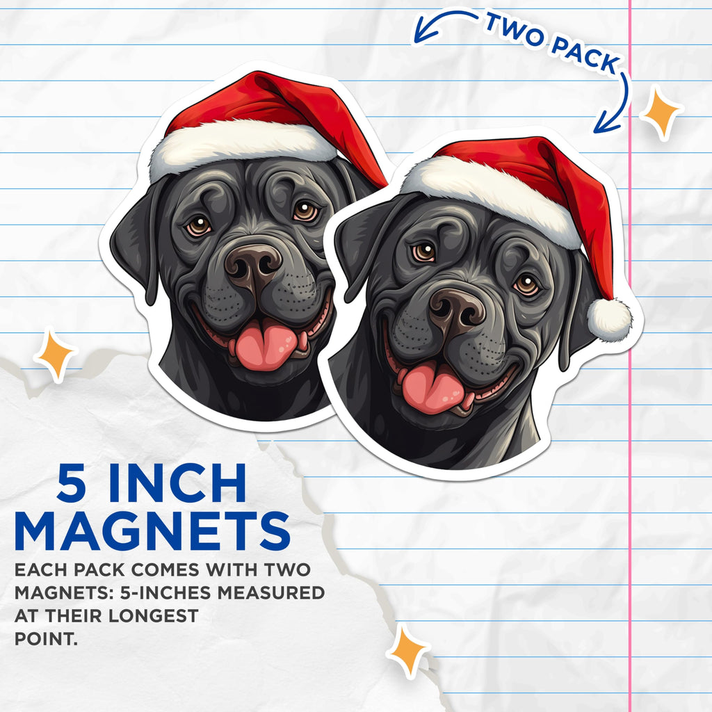 (2 Pack) Santa Dog Magnets - Christmas Pet Magnets - Happy Dog Lover - Holiday Fridge Decor - 5 Inches On Longest Side - Thick Durable Magnet - Made in USA - MAG29620