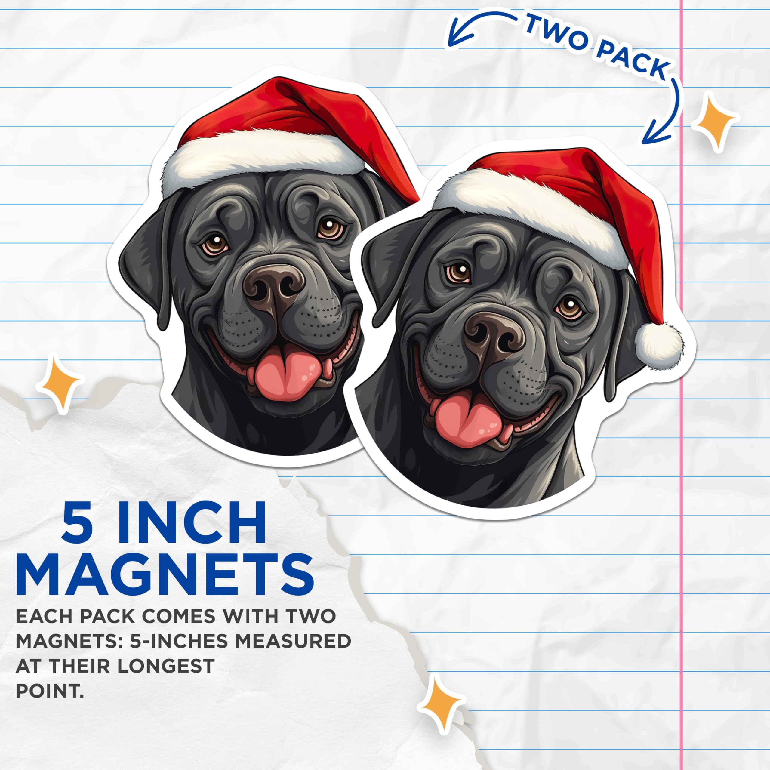 (2 Pack) Santa Dog Magnets - Christmas Pet Magnets - Happy Dog Lover - Holiday Fridge Decor - 5 Inches On Longest Side - Thick Durable Magnet - Made in USA - MAG29620