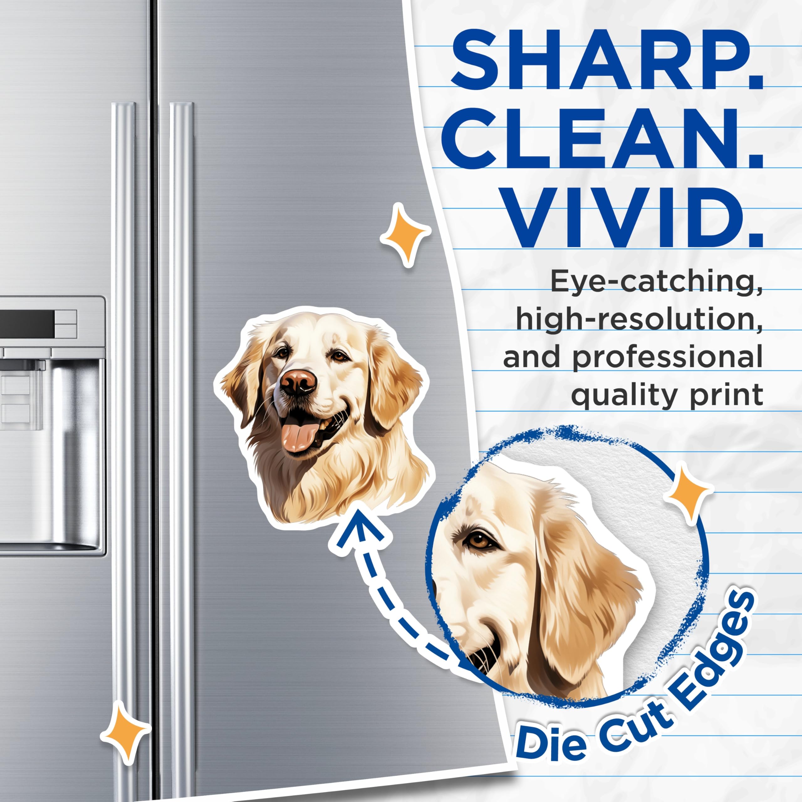 (2 Pack) Golden Retriever Dog Magnets - Happy Dog Lover Decor - Pet Parent Kitchen Accessories - 5 Inches On Longest Side - Thick Durable Magnet - Made in USA - MAG25326