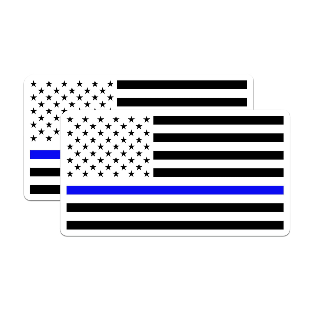 (2 Pack) Thin Blue Line Magnets - American Flag Police Support - Law Enforcement Honor Display - 5 Inches On Longest Side - Thick Durable Magnet - Made in USA - MAG21277