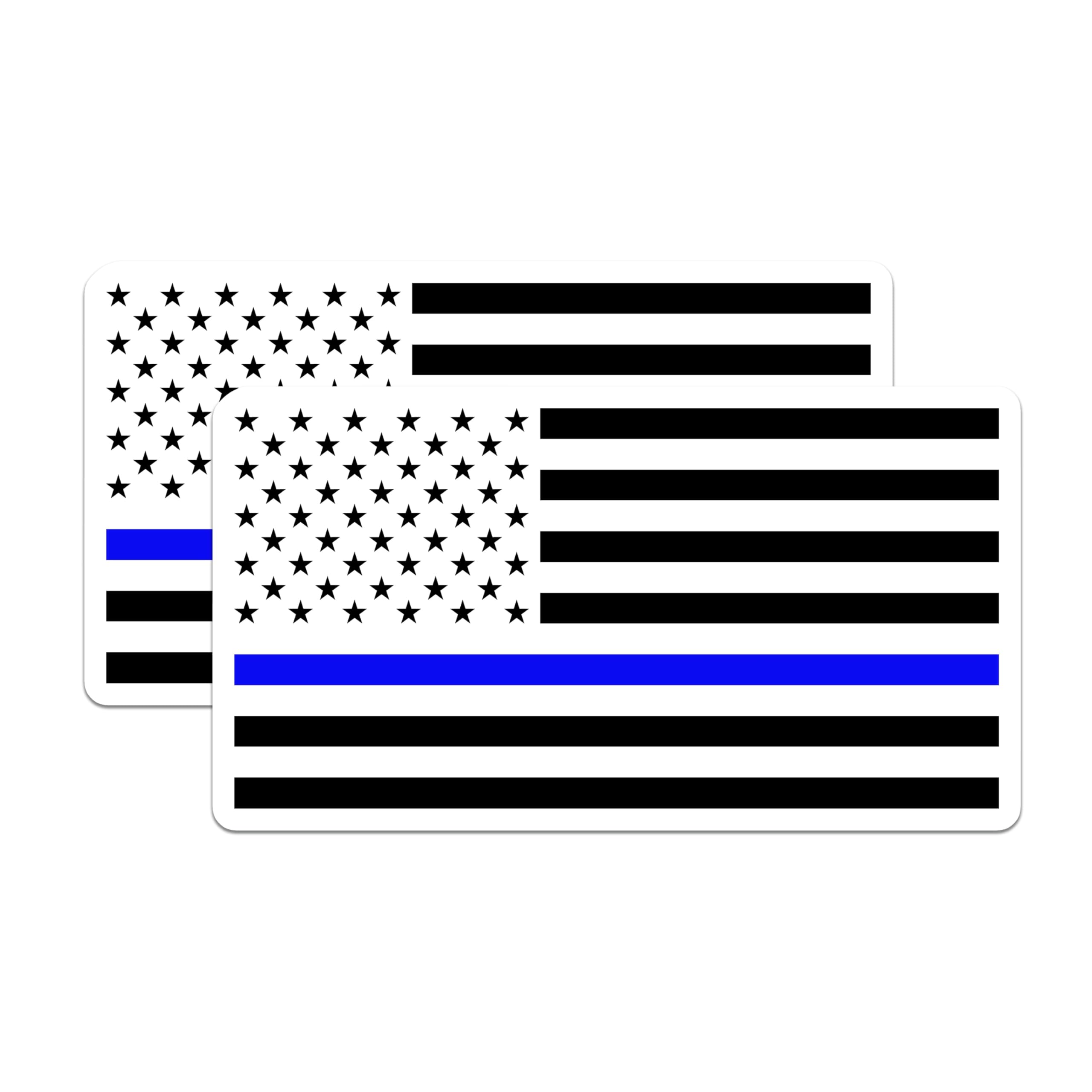 (2 Pack) Thin Blue Line Magnets - American Flag Police Support - Law Enforcement Honor Display - 5 Inches On Longest Side - Thick Durable Magnet - Made in USA - MAG21277