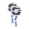 (2 Pack) Police Wife Sunflower Magnets - Thin Blue Line Support Decor - Law Enforcement Spouse Accessory - 5 Inches On Longest Side - Thick Durable Magnet - Made in USA - MAG22401