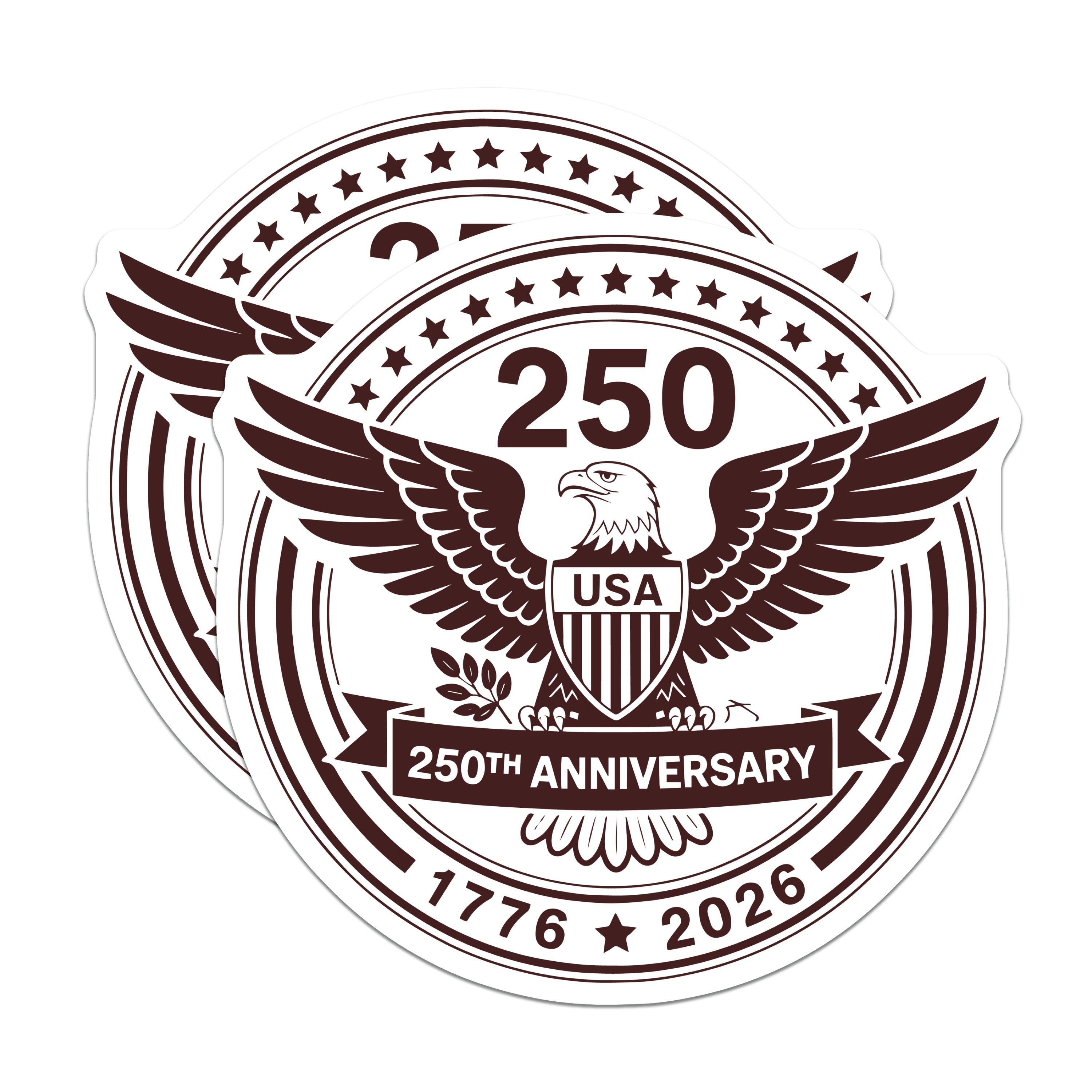 (2 Pack) 250th Anniversary Magnets - American Independence Commemorative - Patriotic USA Eagle Decor - 5 Inches On Longest Side - Thick Durable Magnet - Made in USA - MAG36920