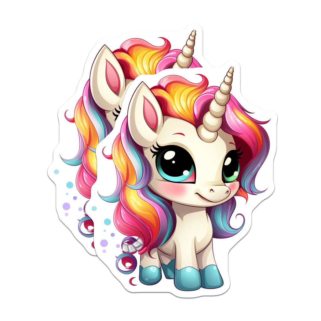(2 Pack) Cute Rainbow Unicorn Magnets - Kawaii Fantasy Magical Decor - Mythical Creature for Kids and Students - 5 Inches On Longest Side - Thick Durable Magnet - Made in USA - MAG37354