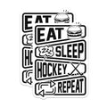 (2 Pack) Eat Sleep Hockey Repeat Stickers - Hockey Lover Decal - Funny Sports Fan - 5" On Longest Side - Sticks to Smooth Flat Surfaces - Made in USA - BMCS18455