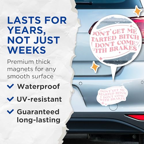 (2 Pack) Don't Get Me Started Magnets Magnets - 5" On Longest Side - Made in USA - Sticks to Refrigerators & Metal Surfaces - MAG8485