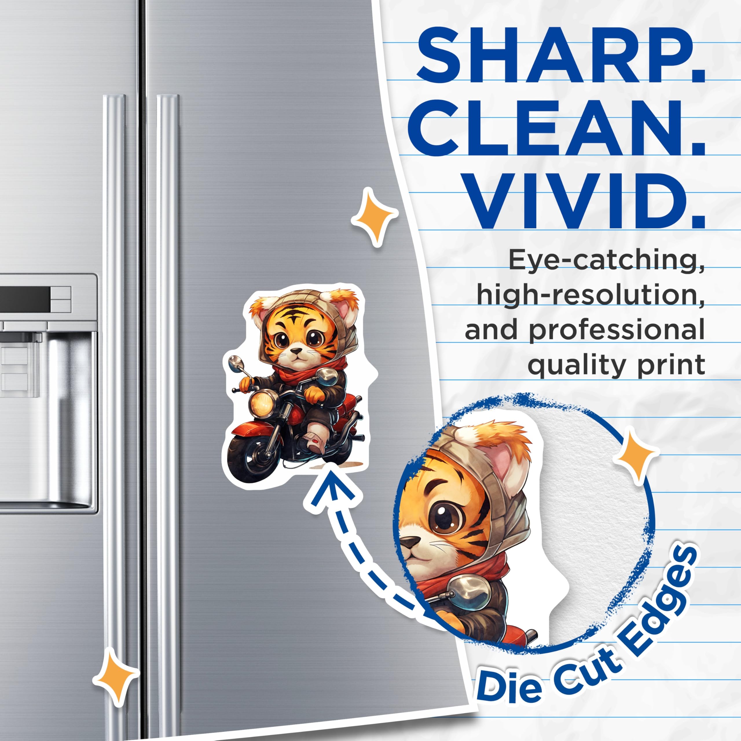(2 Pack) Tiger Rider Magnets - Motorcycle Animal Art - Cute Biker Decor - 5" On Longest Side - Premium Magnet - for Cars, Refrigerators, Toolboxes, Lockers - Made in USA - MAG16911
