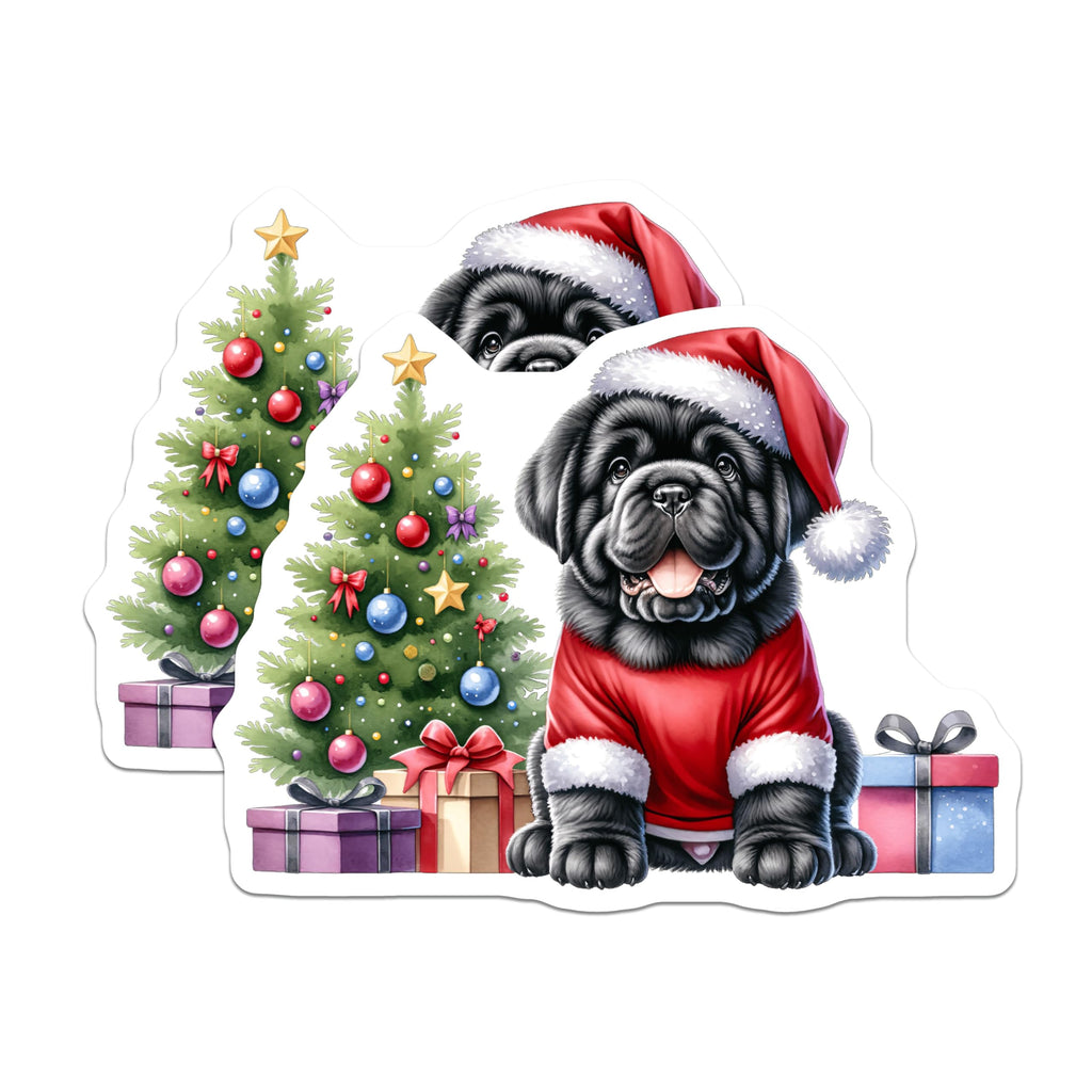 (2 Pack) Cute Christmas Puppy Magnets - Santa Hat Dog Art - Holiday Kitchen Refrigerator Accents - 5 Inches On Longest Side - Thick Durable Magnet - Made in USA - MAG27644