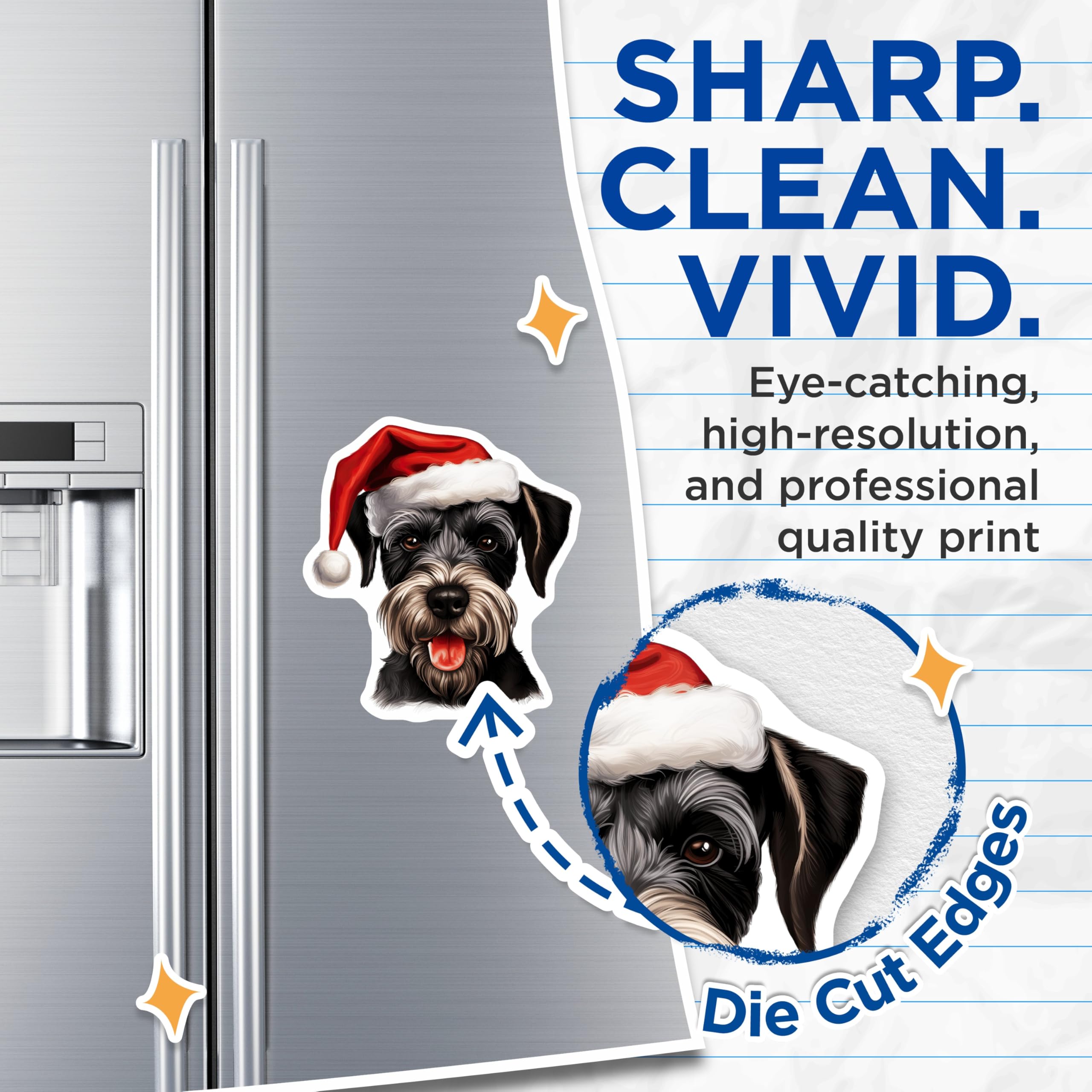 (2 Pack) Schnauzer Christmas Magnets - Santa Dog Holiday Decor - Dog Lover Refrigerator Accents - 5 Inches On Longest Side - Thick Durable Magnet - Made in USA - MAG25482