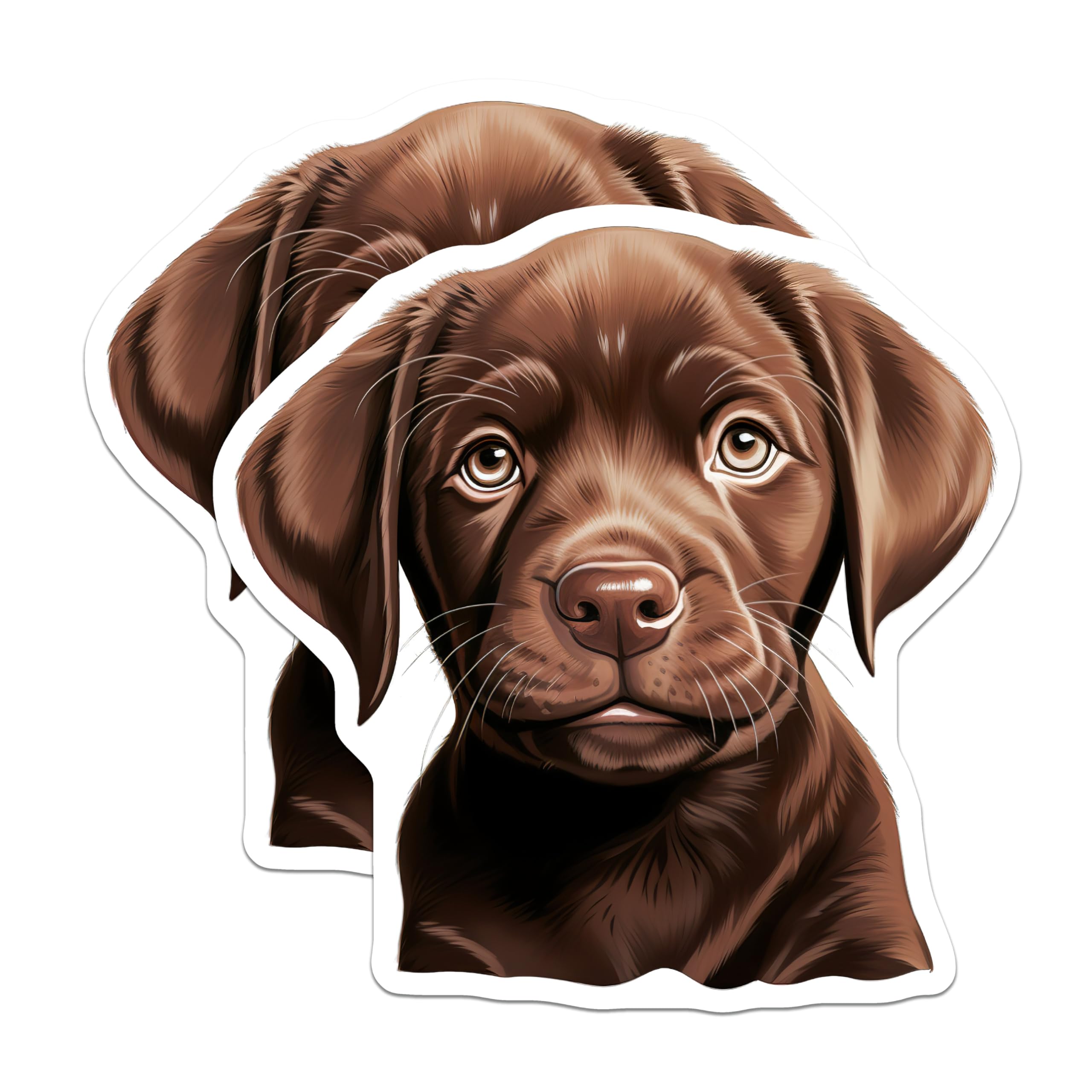(2 Pack) Chocolate Lab Puppy Magnets - Dog Mom Refrigerator Accessory - Pet Lover Kitchen Decor - Cute Animal Art - 5 Inches On Longest Side - Thick Durable Magnet - Made in USA - MAG30243