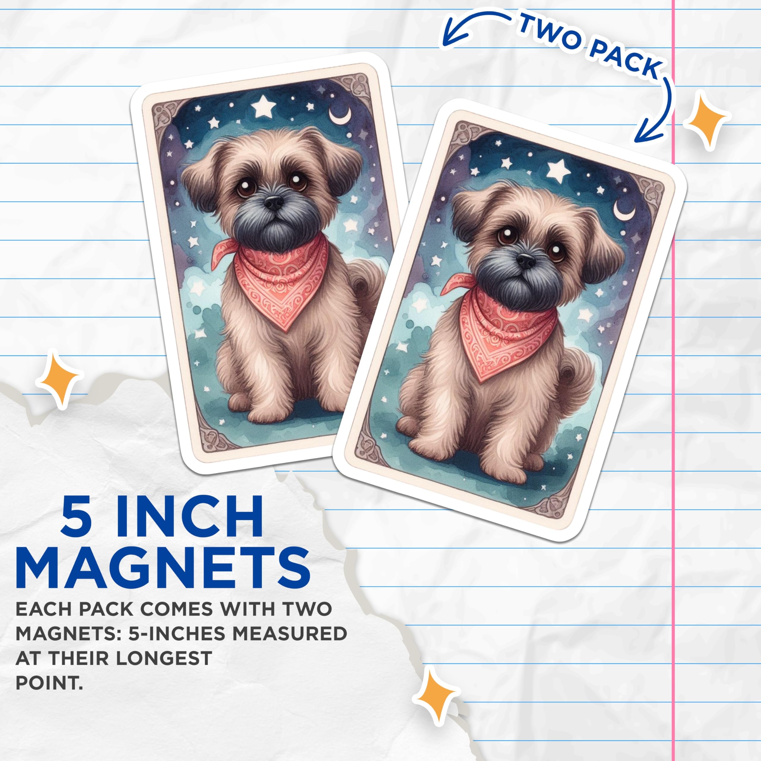 (2 Pack) Adorable Shih Tzu Puppy Magnets - Starry Night Sky Dog Decor - Celestial Pet Refrigerator Magnets - 5 Inches On Longest Side - Thick Durable Magnet - Made in USA - MAG20960