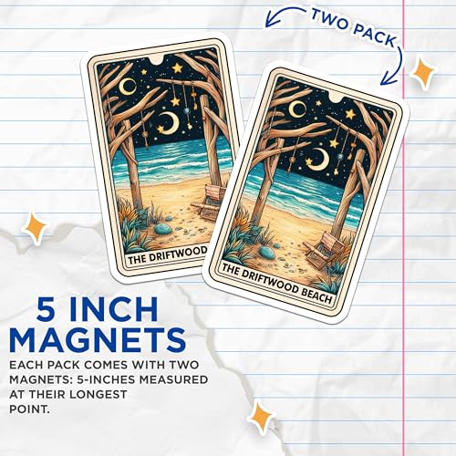 (2 Pack) Ocean Sunset Magnet - Coastal Decor - 5" On Longest Side - Sticks to Smooth Flat Surfaces - Made in USA - MAG10307