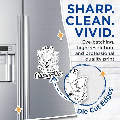 (2 Pack) I Love My Long-Haired Chihuahua Magnets - Cute Dog Lover Magnets - Pet Owner Fridge Magnets for Chihuahua Lovers- 5" On Longest Side - for Fridges, Toolboxes, Cars - Made in USA - MAG2973