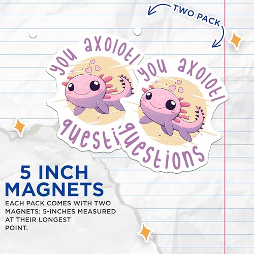 (2 Pack) Cute Axolotl Magnets - 5" On Longest Side - for Cars, Fridges, Toolboxes - Made in USA - MAG7777