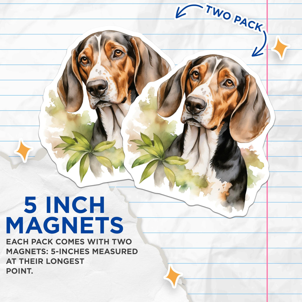 (2 Pack) Basset Hound Magnets - Watercolor Pet Illustration - Canine Lover Decor - 5 Inches On Longest Side - Thick Durable Magnet - Made in USA - MAG25413