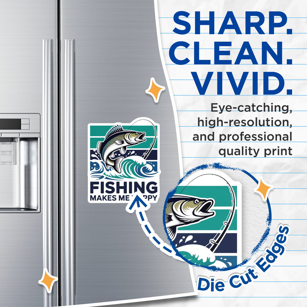 (2 Pack) Fishing Magnets - Bass Angler Refrigerator Decor - Fisherman Quote Hobby Item - 5 Inches On Longest Side - Thick Durable Magnet - Made in USA - MAG39890