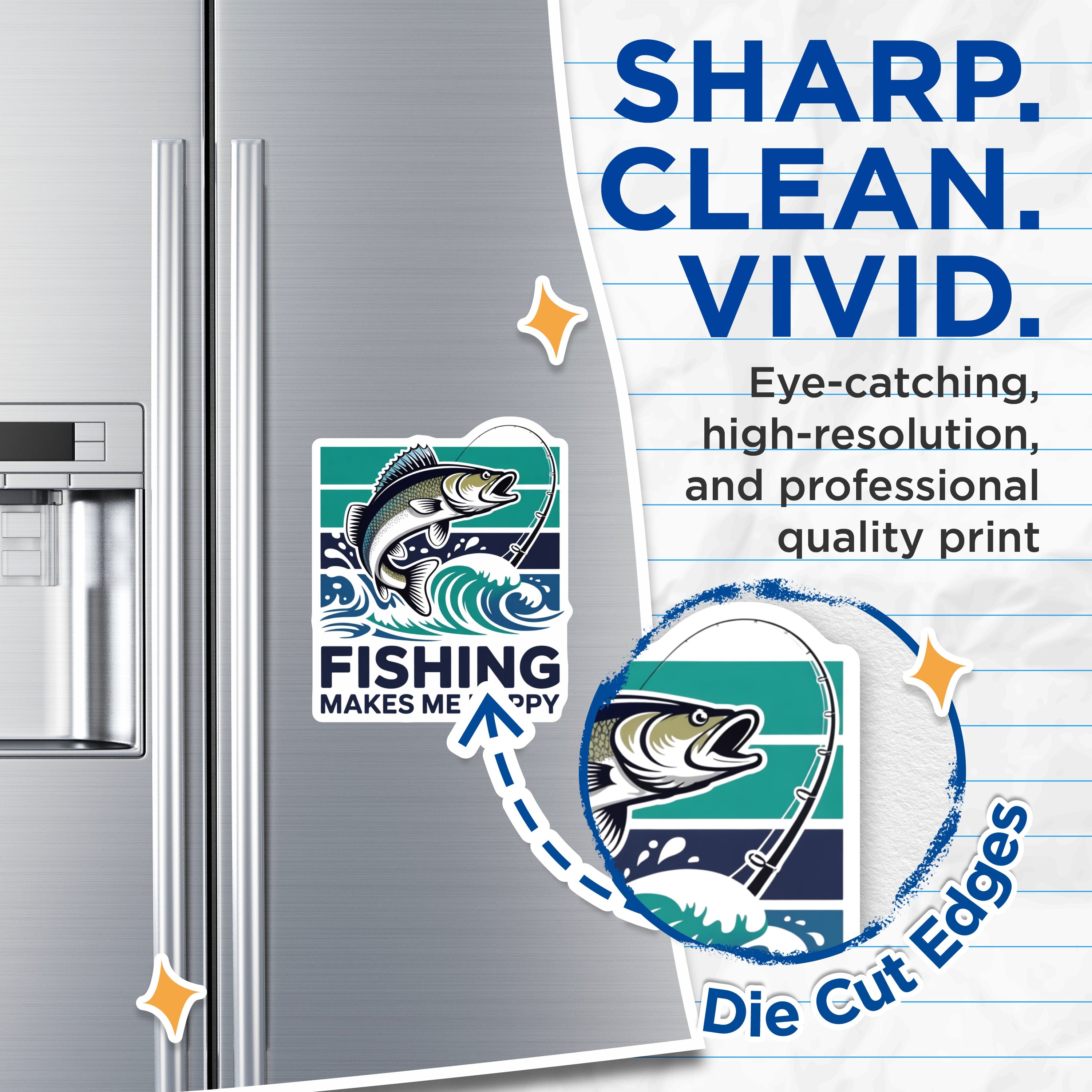 (2 Pack) Fishing Magnets - Bass Angler Refrigerator Decor - Fisherman Quote Hobby Item - 5 Inches On Longest Side - Thick Durable Magnet - Made in USA - MAG39890