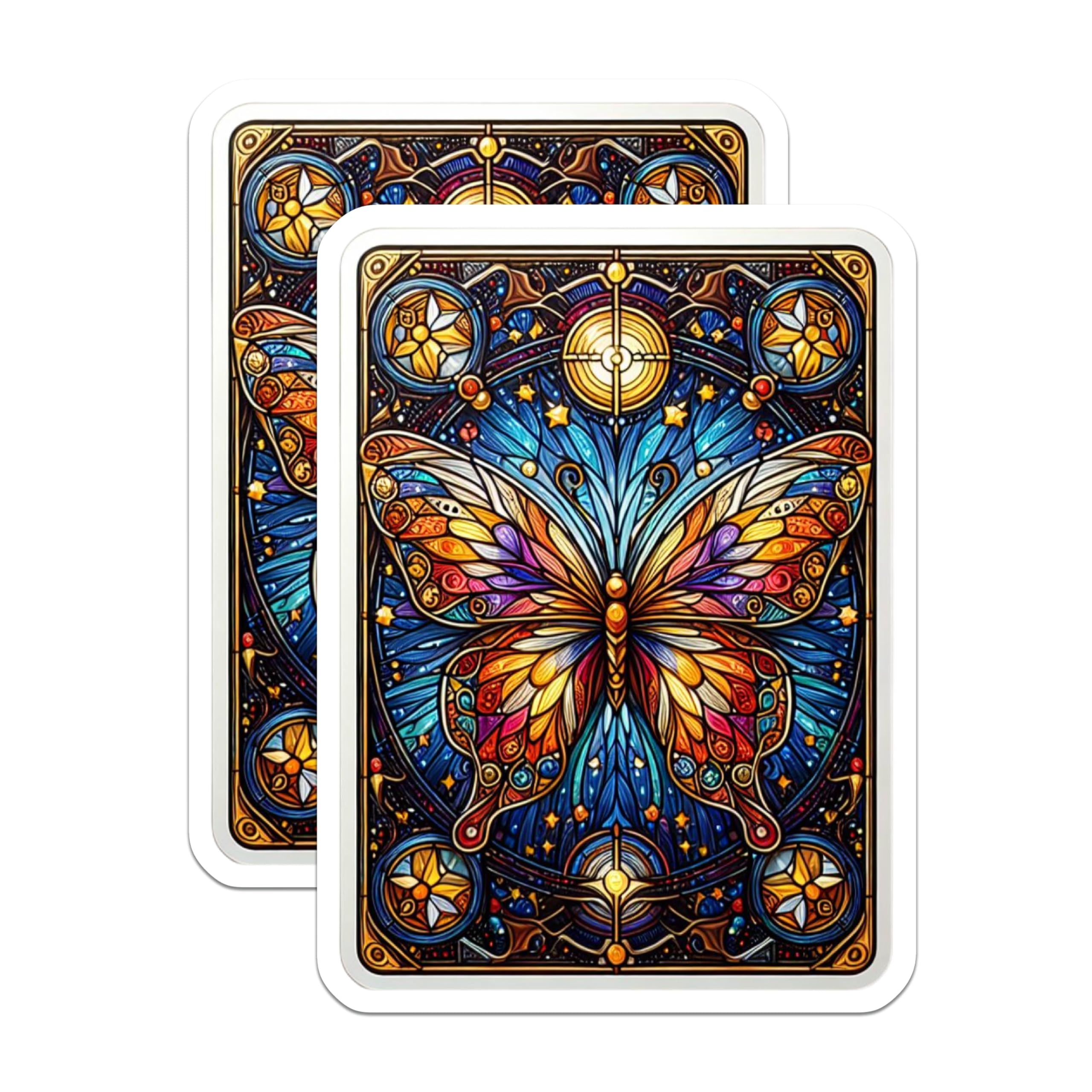 (2 Pack) Stained Glass Butterfly Art Magnets - Vibrant Mosaic Insect Design - Celestial Fantasy Animal Home Decor - 5 Inches On Longest Side - Thick Durable Magnet - Made in USA - MAG21119