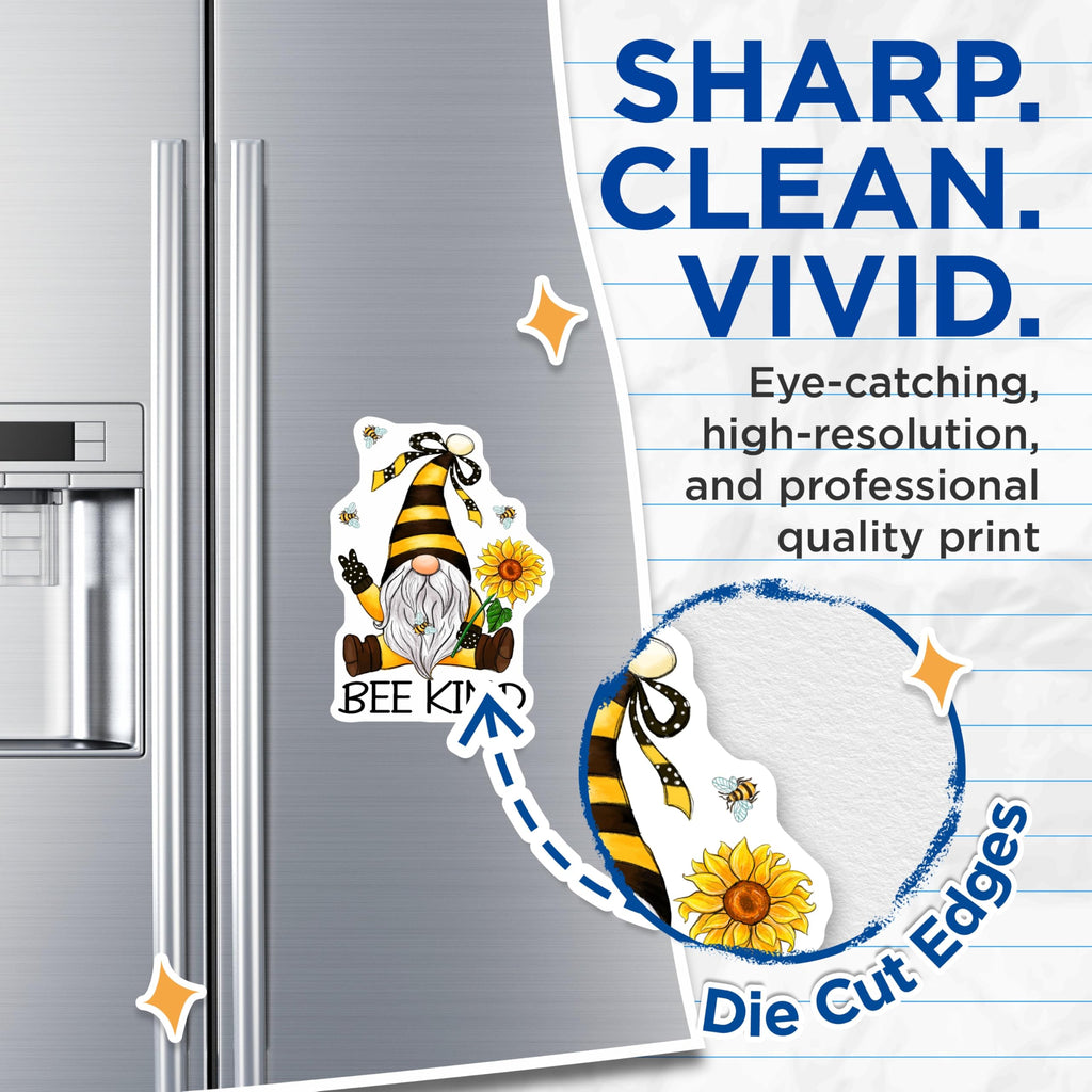 (2 Pack) Bee Kind Gnomes Magnets - Positive Affirmation - Sunflower Decorative - 5" On Longest Side - Premium Magnet - for Cars, Refrigerators, Toolboxes, Lockers - Made in USA - MAG14074