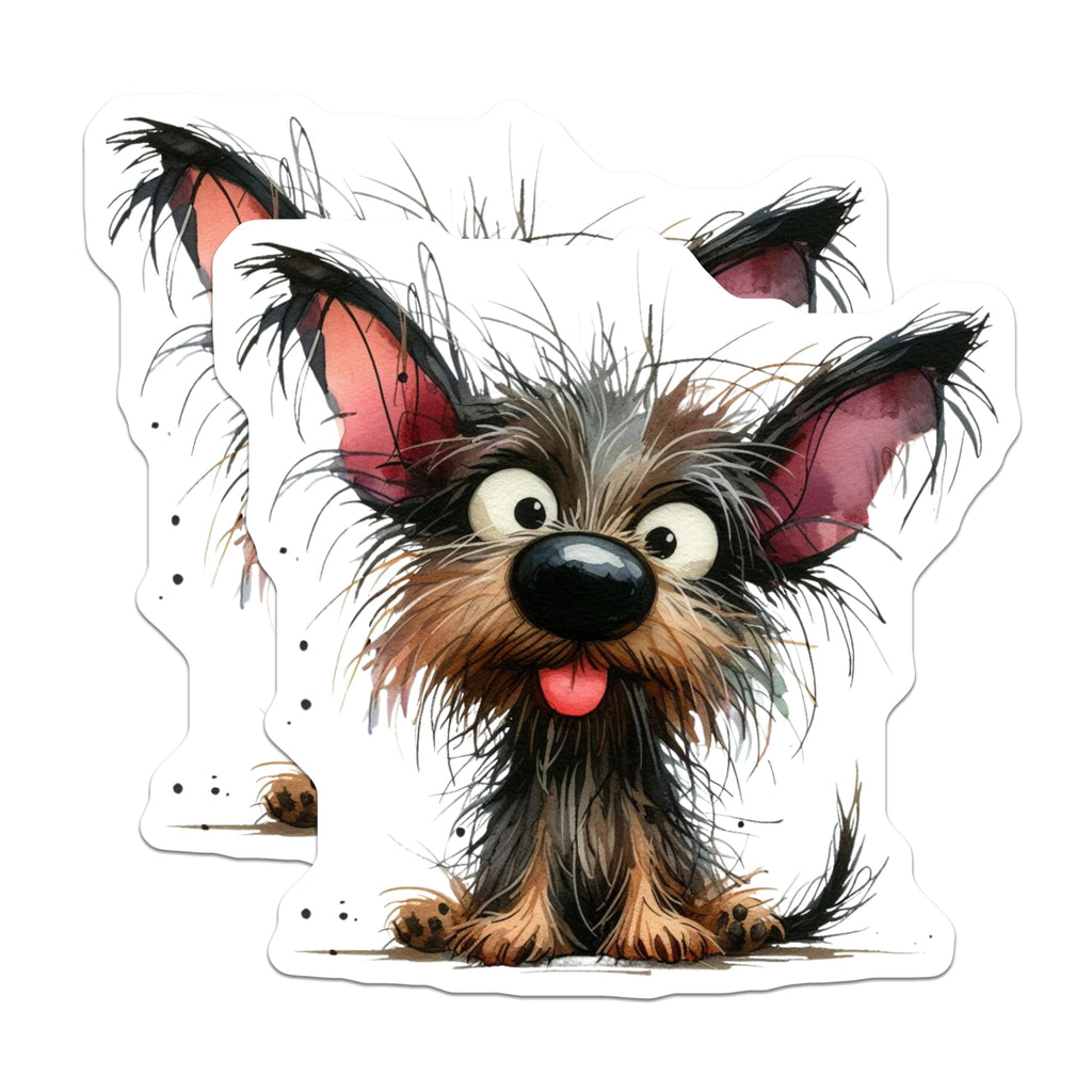 (2 Pack) Cute Scruffy Dog Magnets - Funny Cartoon Terrier Pet Lover Refrigerator Decor - Adorable Yorkie Art - 5 Inches On Longest Side - Thick Durable Magnet - Made in USA - MAG26292