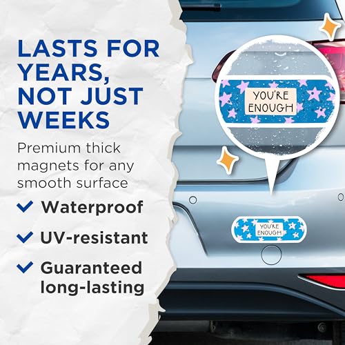 (2 Packs) You're Enough Bandage Magnets - Positive Motivating Inspiring Magnets Magnets - 5 Inches On Longest Side - Premium Magnet - for Fridges, Toolboxes, Cars - Made in USA - MAG2317