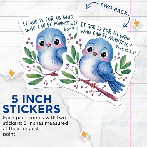 (2 Packs) If God is for Us Who Can Be Against Us Stickers - Romans 8:31 Christian Decals - 5 Inches On Longest Side - Premium Vinyl Decal - Sticks to Any Smooth Flat Surface - Made in USA - BMCS2302