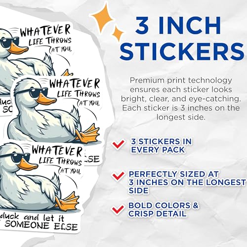 (3 Pack) Duck Decals - Funny Duck Stickers - Sarcastic Duck - 3 Inches On Longest Side - Easy Peel & Apply - Made in USA - 3MCS7842