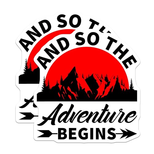 (2 Pack) and So The Adventure Begins Magnets Magnets - Mountain Landscape - Travel Motivation Magnet - 5" On Longest Side - Made in USA - Sticks to Refrigerators & Metal Surfaces - MAG8513