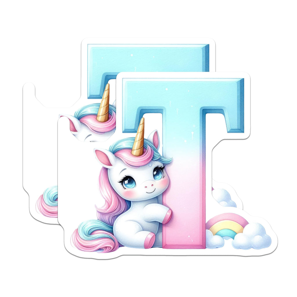 (2 Pack) Letter T Unicorn Magnets - Initial T Decor - Alphabet Fridge Magnets - 5" On Longest Side - Premium Magnet - for Cars, Refrigerators, Toolboxes, Lockers - Made in USA - MAG15277
