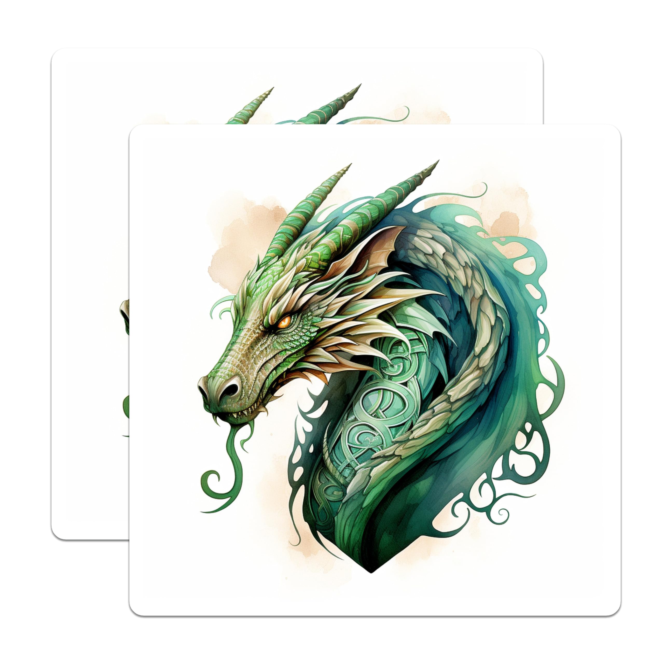 (2 Pack) Celtic Dragon Magnets - Fantasy Creature Decor - RPG Gamer Accessory - 5 Inches On Longest Side - Thick Durable Magnet - Made in USA - MAG26140