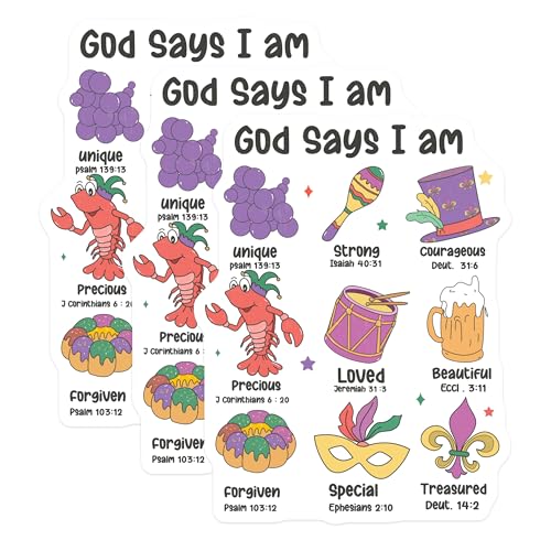 (3 Pack) Christian Decals - God Says I Am - Religious Stickers - 3 Inches On Longest Side - Easy Peel & Apply - Made in USA - 3MCS2480
