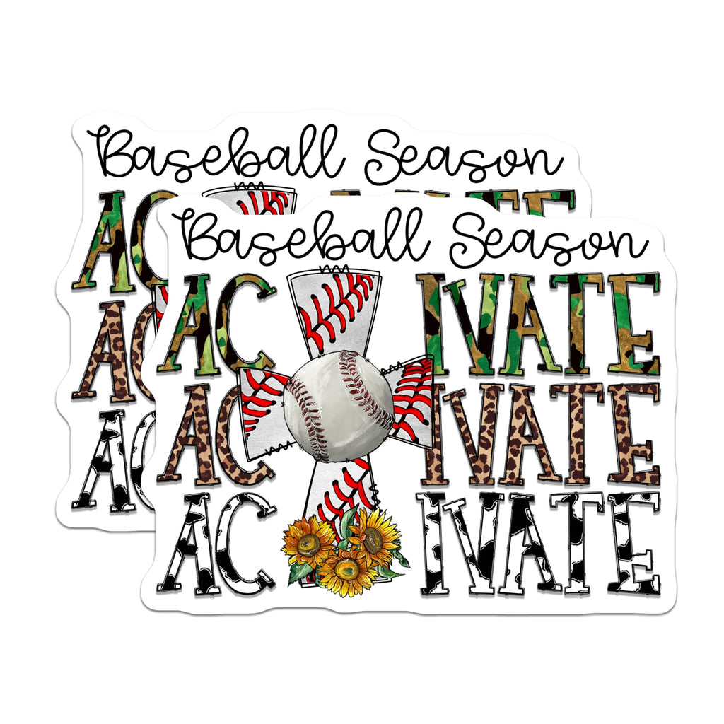 (2 Pack) Baseball Season Magnets - AC Nate Personalized Design - Camo Leopard Cow Print Sunflowers - 5 Inches On Longest Side - Thick Durable Magnet - Made in USA - MAG24631