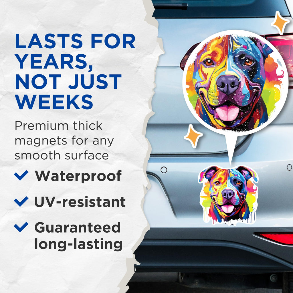 (2 Pack) American Staffordshire Terrier Dog Magnets - 5 Inches On Longest Side - Choose from Over 100 Dog Breeds - for Cars, Refrigerators, Toolboxes - Made in USA - MAG1754
