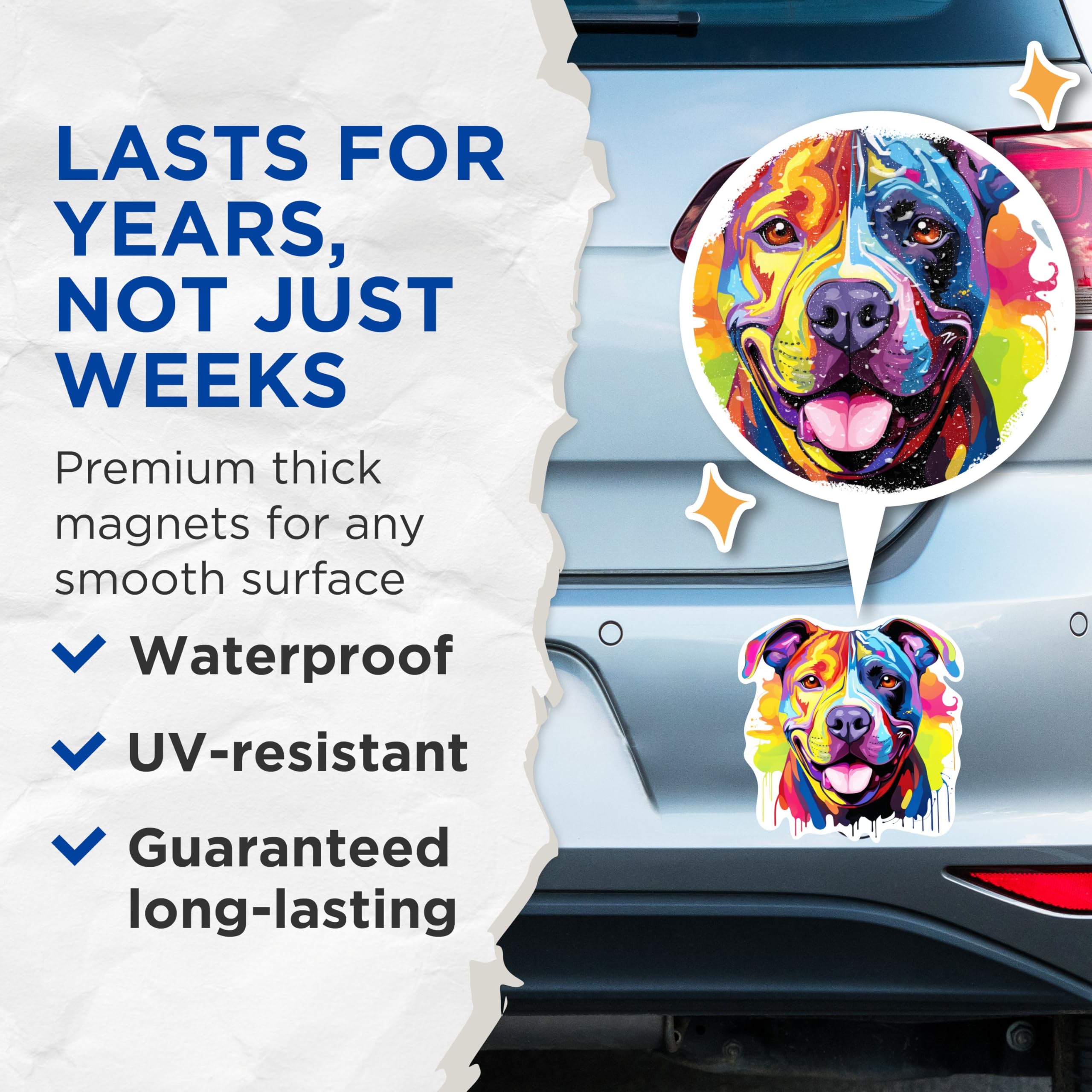 (2 Pack) American Staffordshire Terrier Dog Magnets - 5 Inches On Longest Side - Choose from Over 100 Dog Breeds - for Cars, Refrigerators, Toolboxes - Made in USA - MAG1754