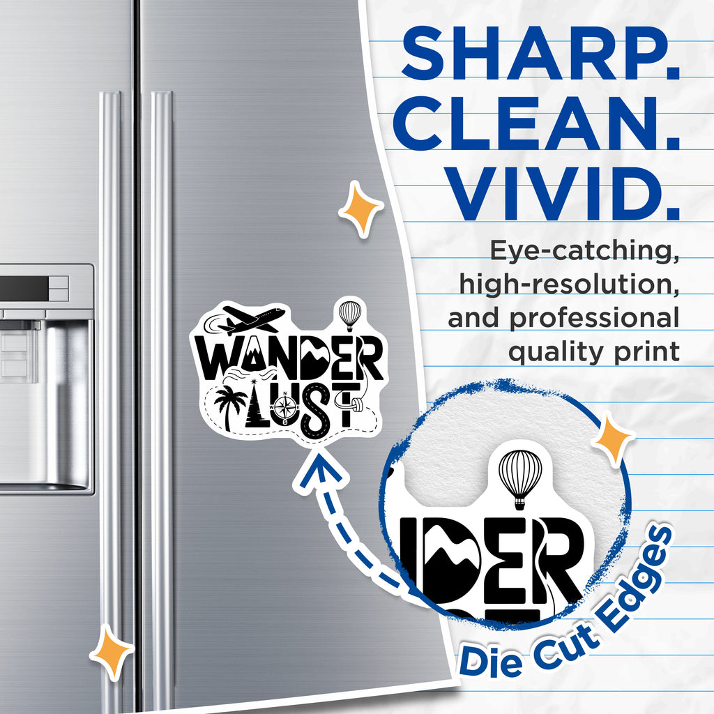(2 Pack) Wanderlust Travel Magnets - Adventure Explorer Decor - Vacation Planner Souvenir - Global Journey Magnets - 5 Inches On Longest Side - Thick Durable Magnet - Made in USA - MAG39629