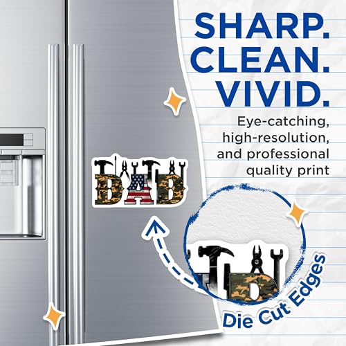 (2 Pack) Dad Fixer of All Things Magnets Magnets - Patriotic Dad Magnet - Camouflage Dad Magnet - 5" On Longest Side - Made in USA - Sticks to Refrigerators & Metal Surfaces - MAG8650