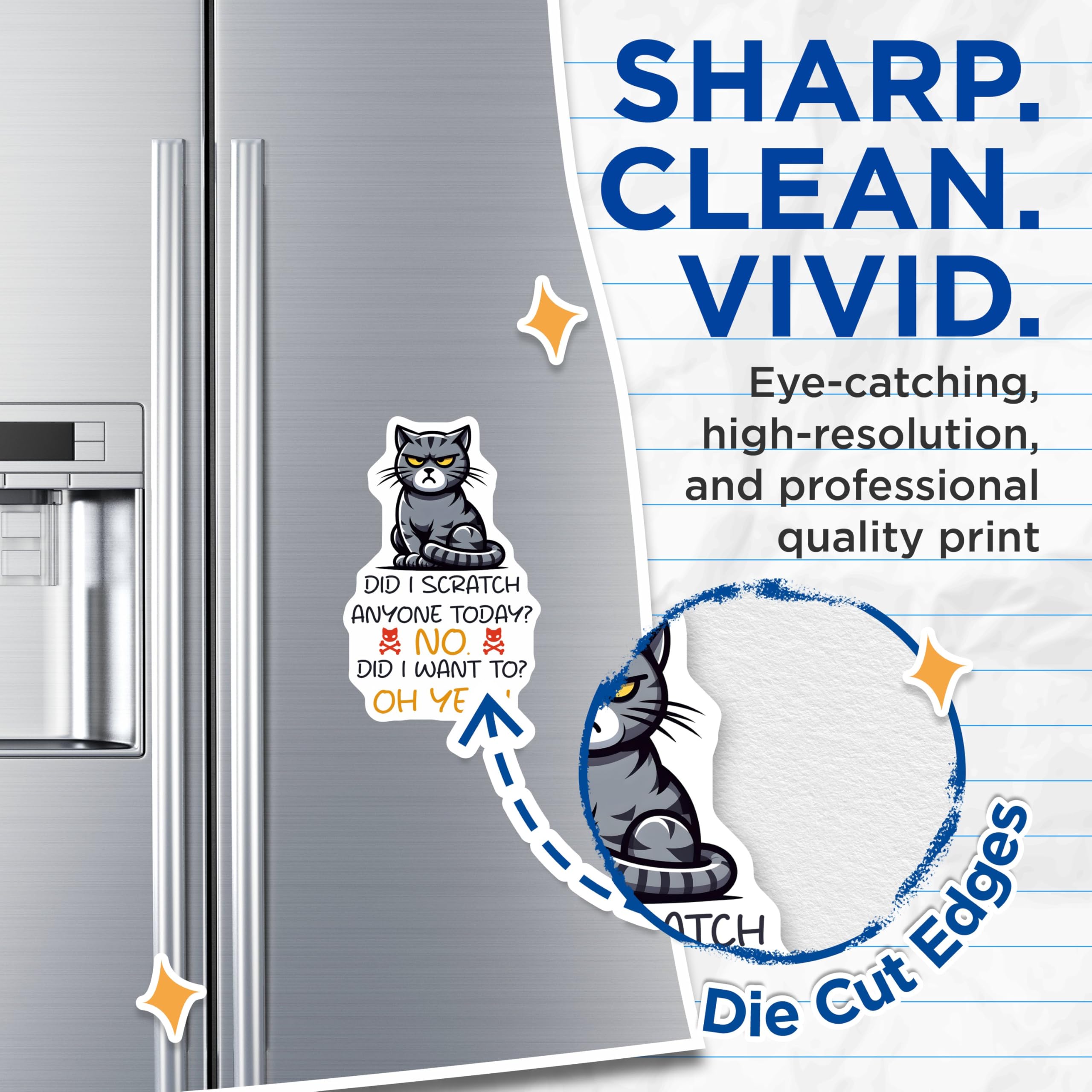 (2 Pack) Funny Cat Magnets - Did I Scratch Anyone Today - Oh Yeah Cat Mem - 5" On Longest Side - for Cars, Fridges, Toolboxes - Made in USA - MAG7348