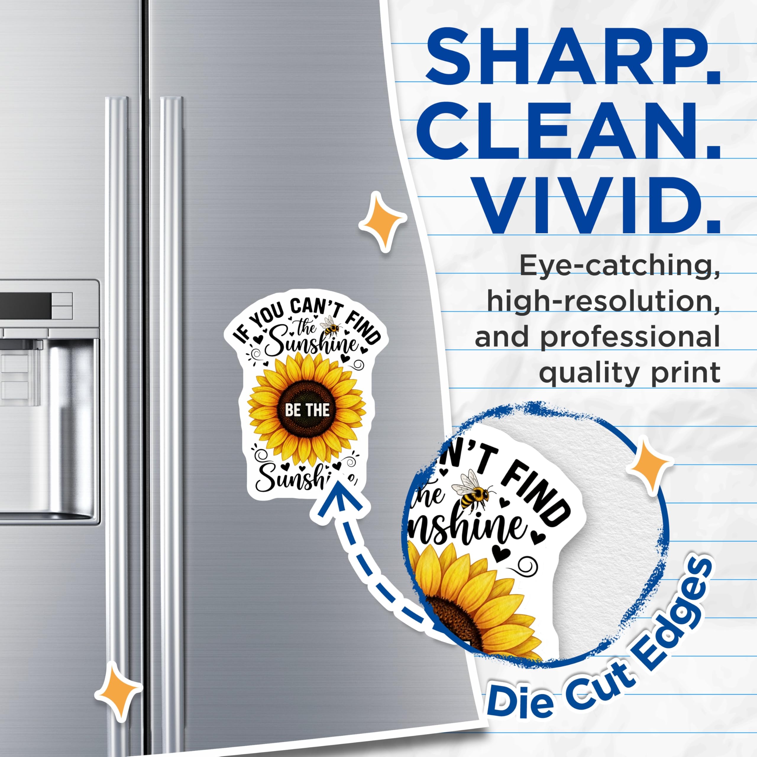 (2 Pack) Sunflower Magnets - Inspirational Quote - Fridge Locker Decor - 5" On Longest Side - Premium Magnet - for Cars, Refrigerators, Toolboxes, Lockers - Made in USA - MAG14751