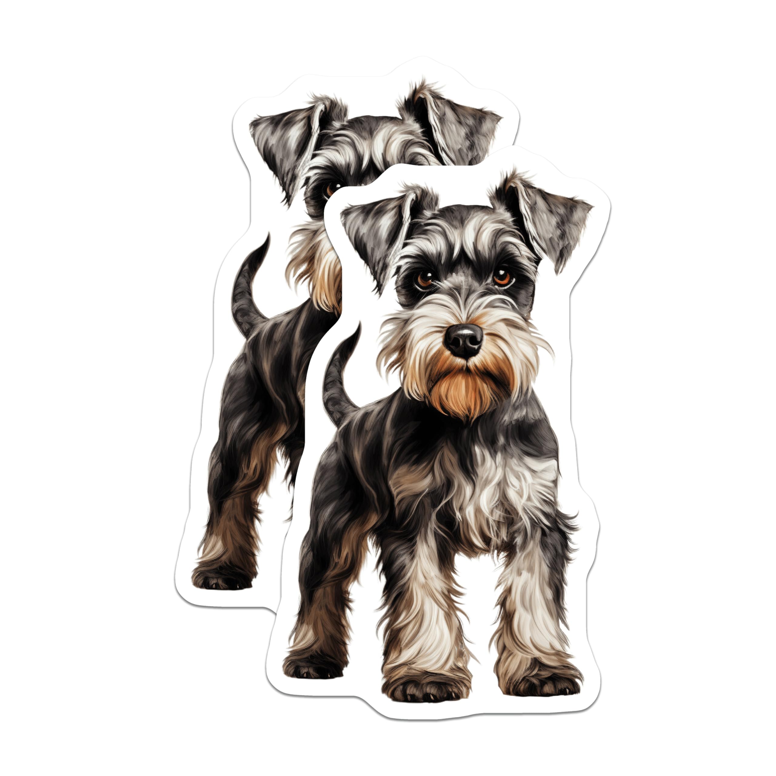 (2 Pack) Schnauzer Dog Magnets - Pet Portrait Art - Dog Mom Decor - 5 Inches On Longest Side - Thick Durable Magnet - Made in USA - MAG30039