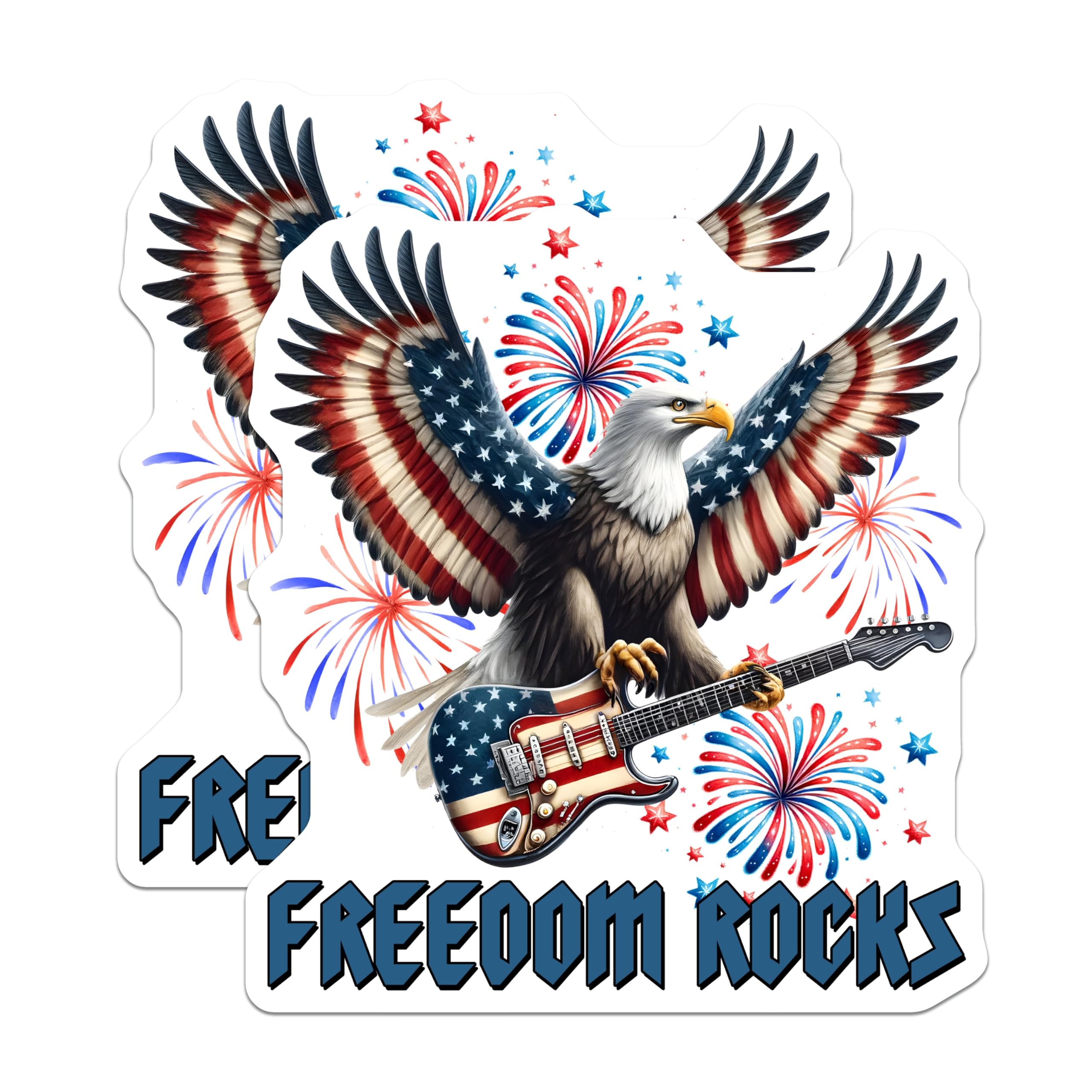 (2 Pack) USA Freedom Rocks Magnets - American Flag Souvenir - 5" On Longest Side - for Cars, Fridges, Toolboxes - Made in USA - MAG7414